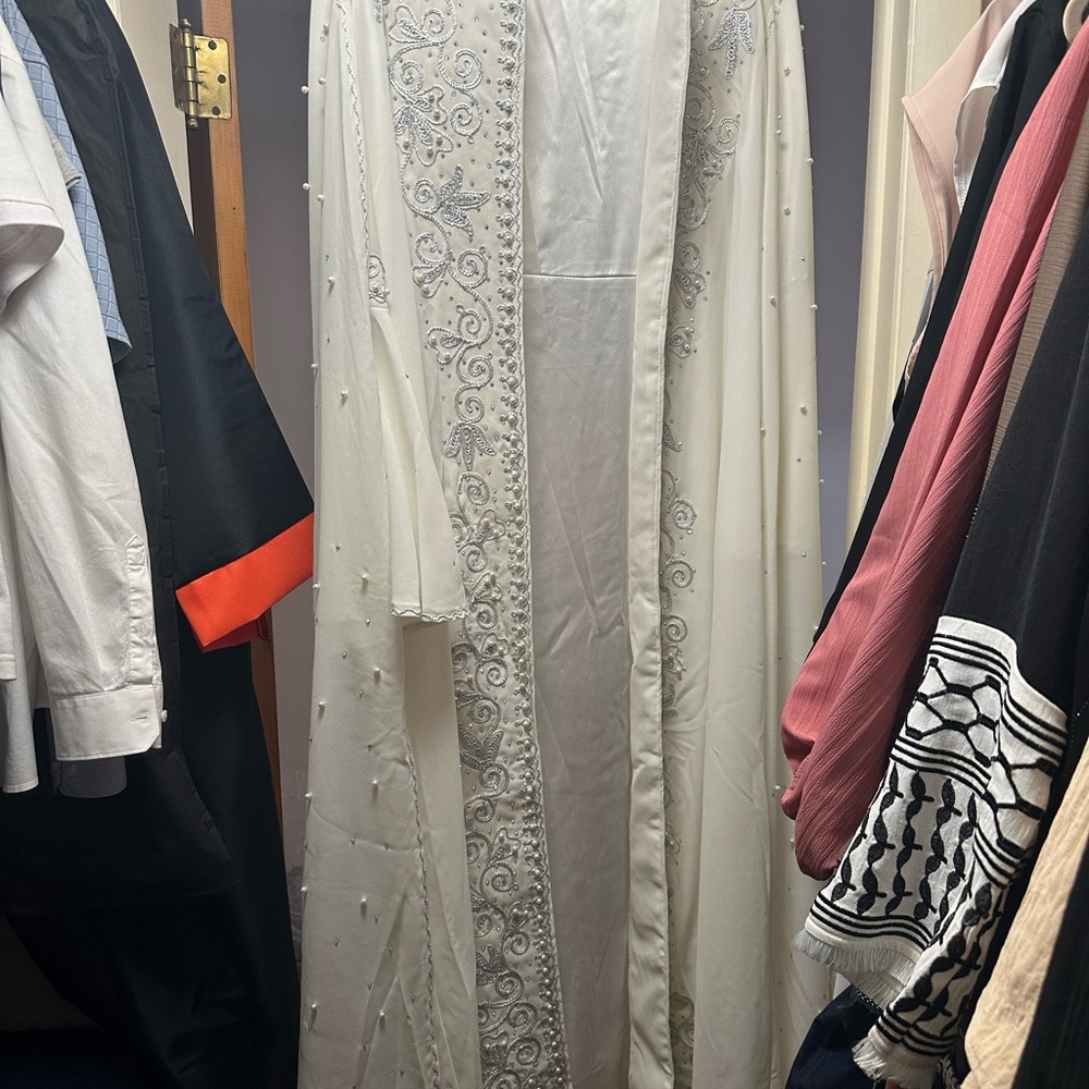 Elegant White Embroidered Long Robe